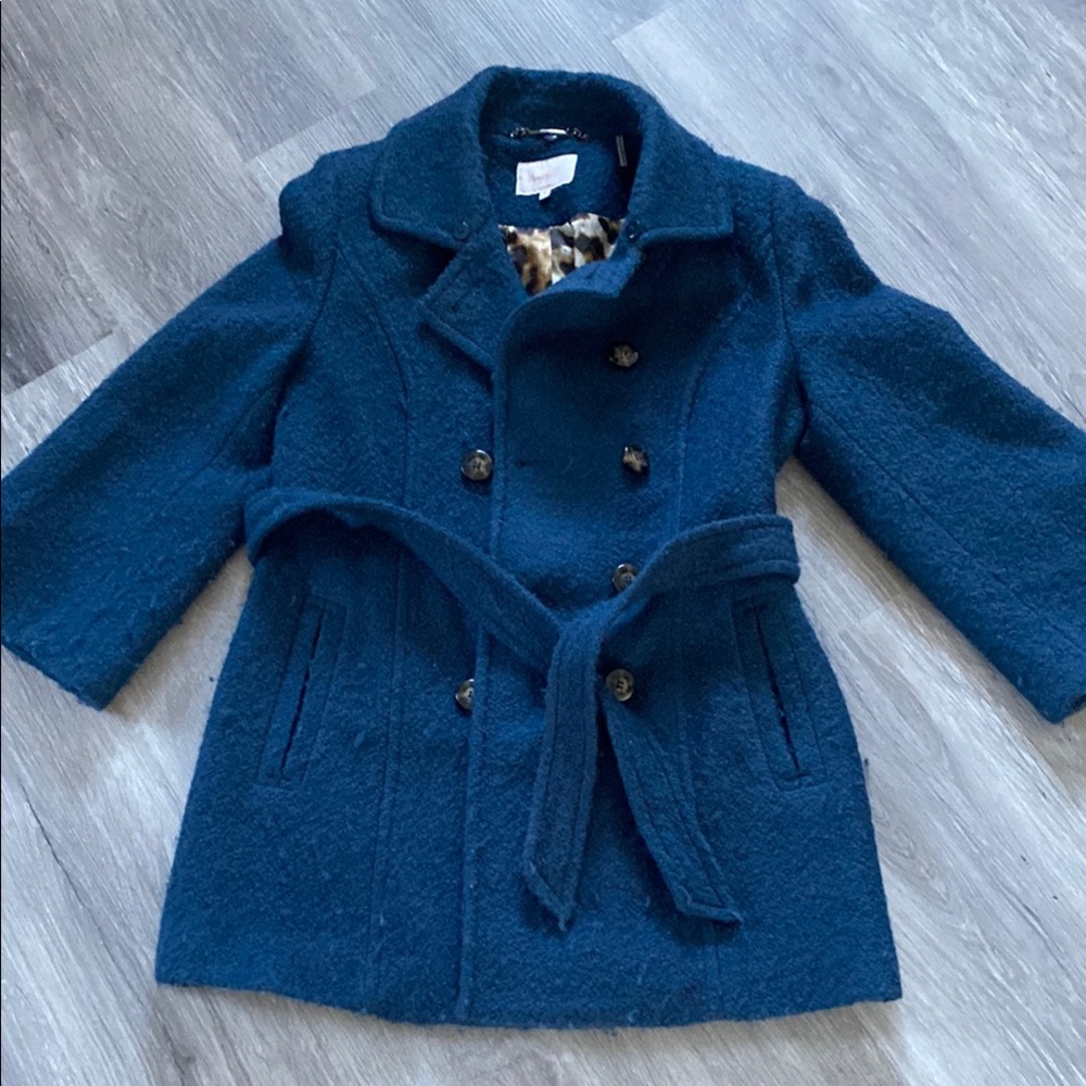 Blue Trench Coat with Belt and Mid-Length Design
